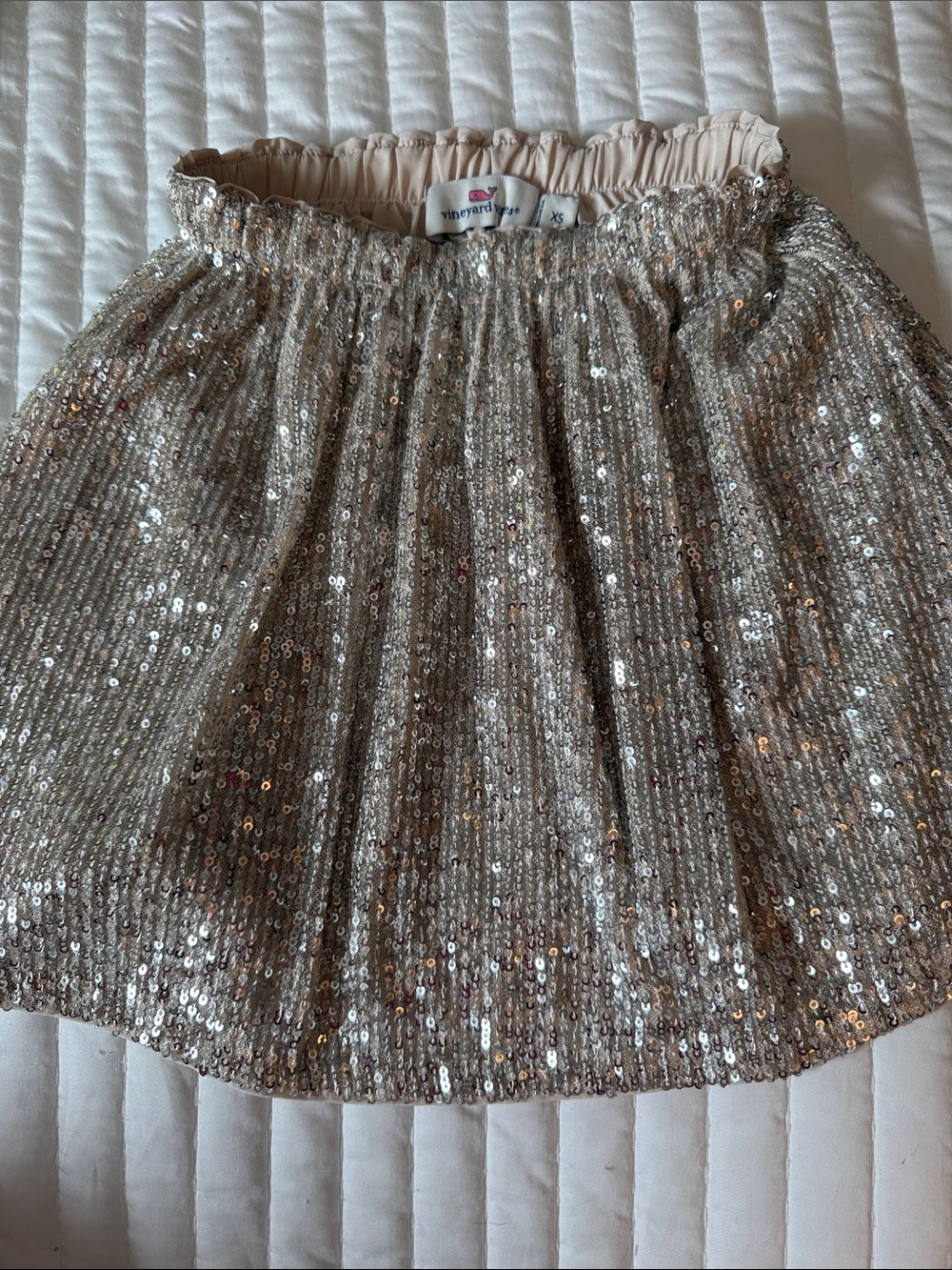 Vineyard Vines Champagne Sequin Skater Skirt